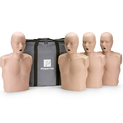 Prestan Adult Jaw Thrust CPR-AED Training Manikin with CPR Monitor - 4 Pack - Medium Skin